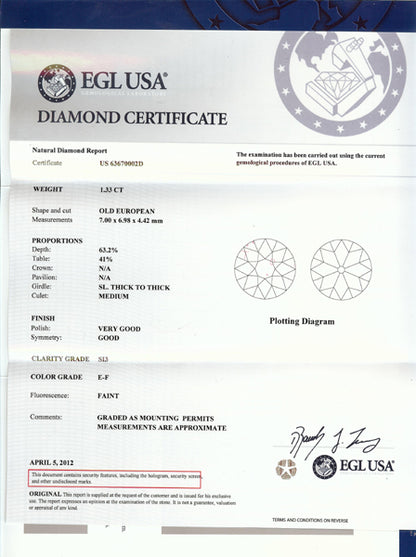 Edwardian 1.33ct Old Mine Diamond Platinum  Engagement Ring