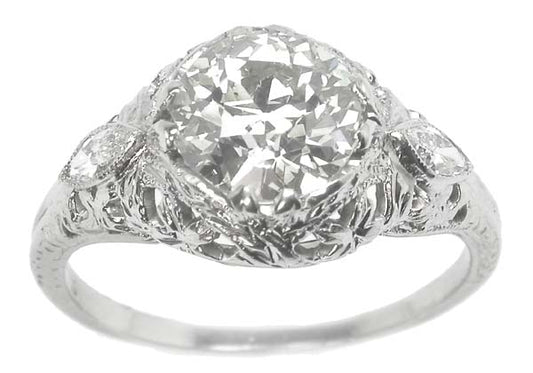Edwardian 1.37ct Diamond  Gold Engagement Ring