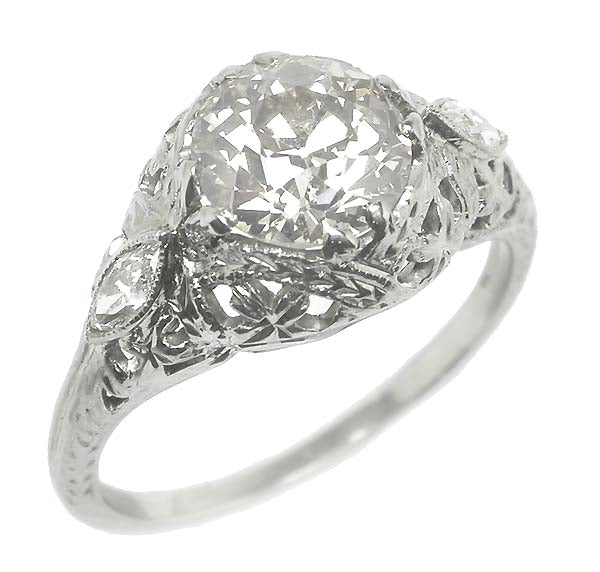 Edwardian 1.37ct Diamond  Gold Engagement Ring