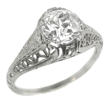 Edwardian 1.46ct Old European Cut  Diamond Platinum Engagement Ring