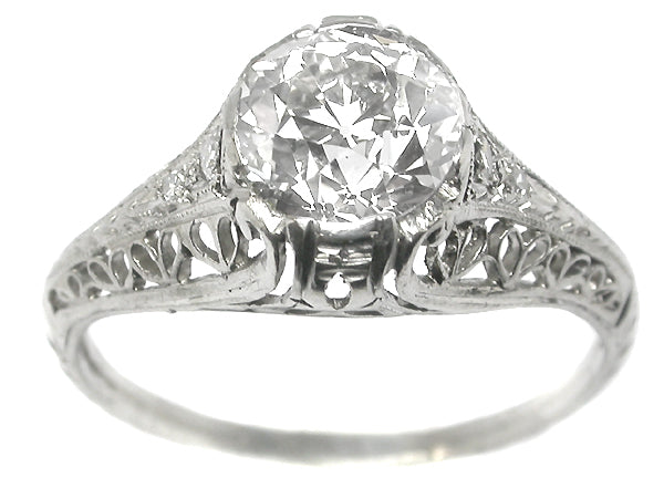 Edwardian 1.46ct Old European Cut  Diamond Platinum Engagement Ring
