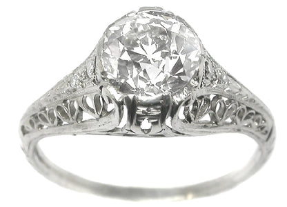 Edwardian 1.46ct Old European Cut  Diamond Platinum Engagement Ring