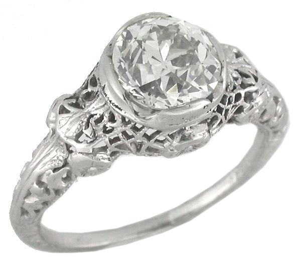 Edwardian 1.49ct Diamond 18k Gold Engagement Ring