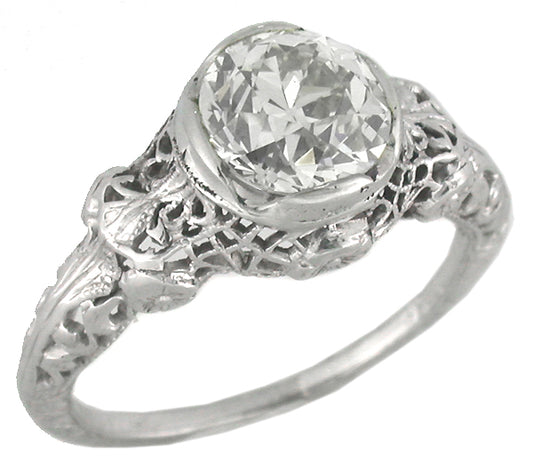 Edwardian 1.49ct Diamond 18k Gold Engagement Ring