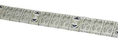 Edwardian 14k White Gold  Diamond Sapphire Bracelet