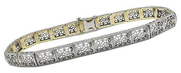 Edwardian 14k White & Yellow Gold Bracelet