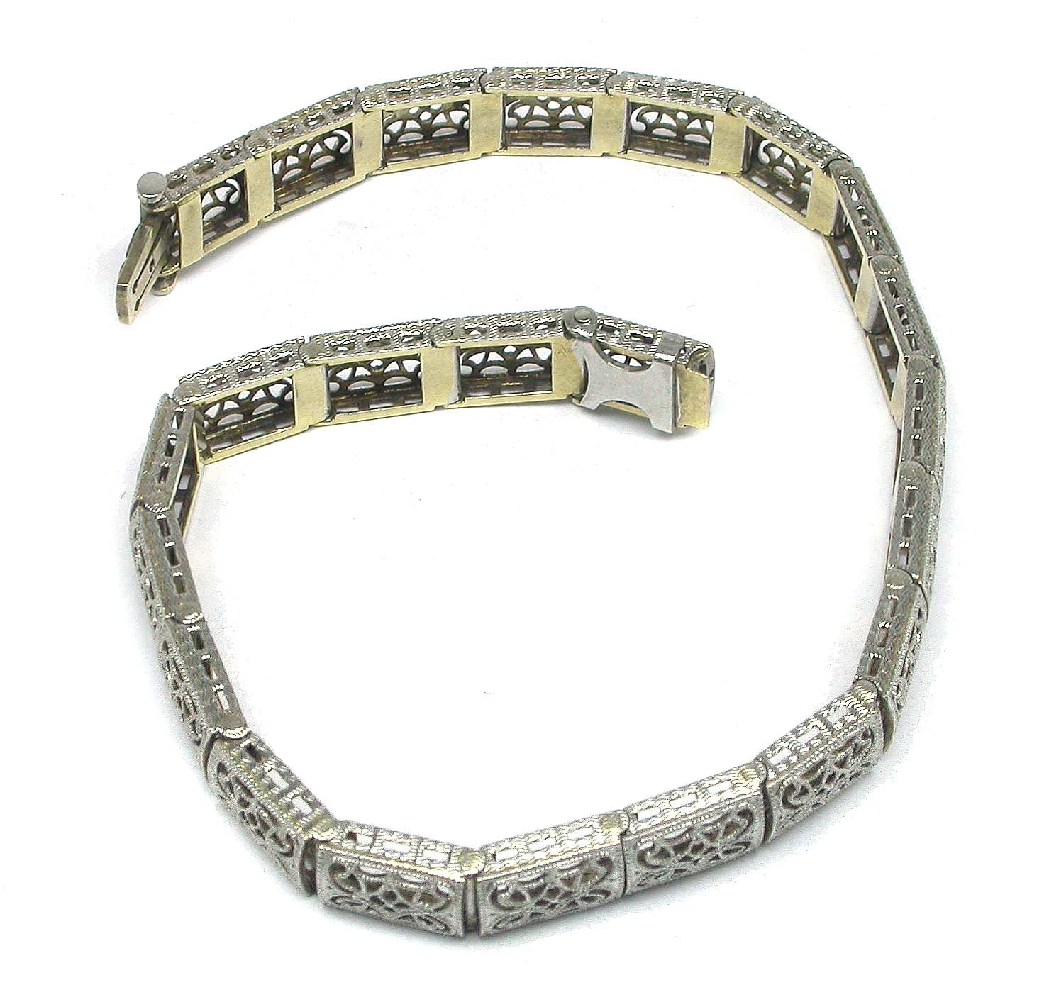 Edwardian 14k White & Yellow Gold Bracelet