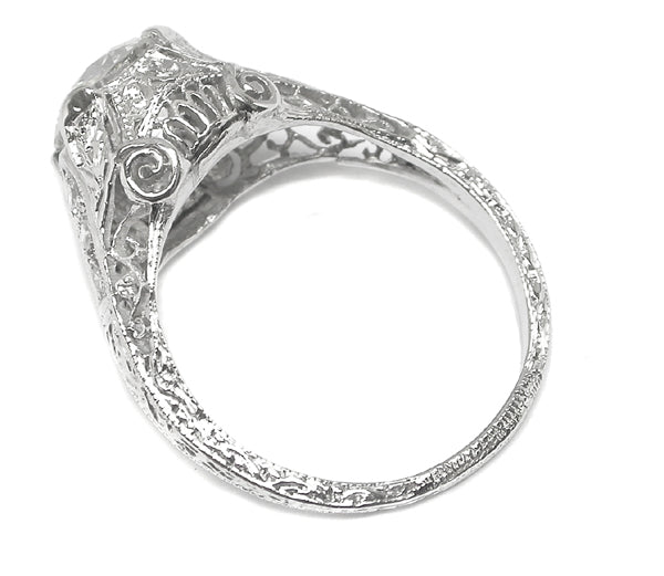 Edwardian GIA Certified 1.56ct Round Diamond Vintage Platinum Engagement Ring