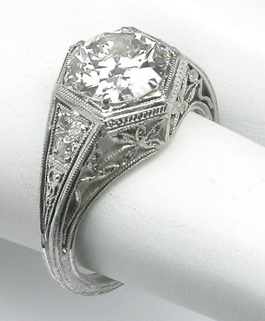 Edwardian 1.59ct Old Mine Diamond Platinum Engagement Ring