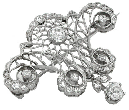 Edwardian 1.60ct Diamond 18k Gold Pin