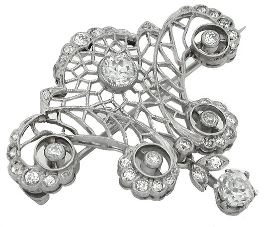 Edwardian 1.60ct Diamond 18k Gold Pin