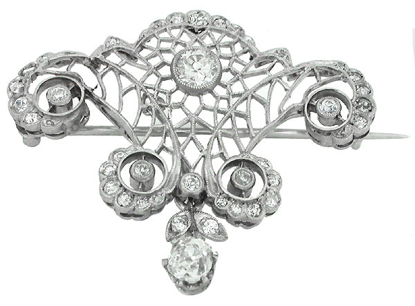 Edwardian 1.60ct Diamond 18k Gold Pin