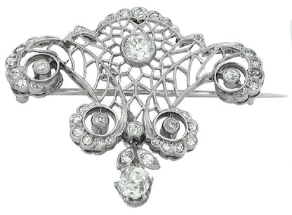 Edwardian 1.60ct Diamond 18k Gold Pin