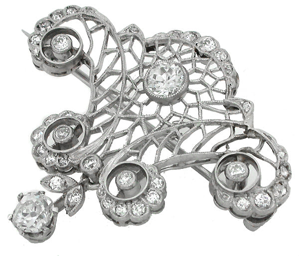 Edwardian 1.60ct Diamond 18k Gold Pin