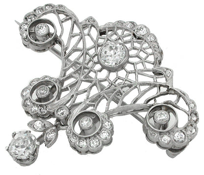 Edwardian 1.60ct Diamond 18k Gold Pin