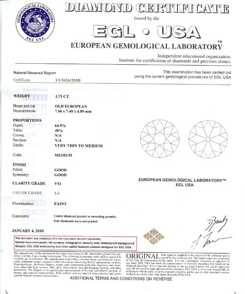 Edwardian 1.71ct Diamond Platinum Engagement Ring