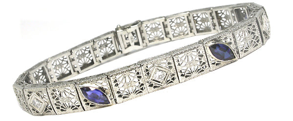 Edwardian 18k White Gold Diamond Bracelet