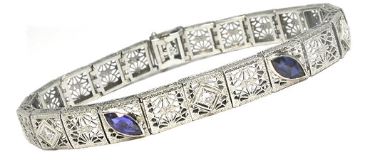 Edwardian 18k White Gold Diamond Bracelet