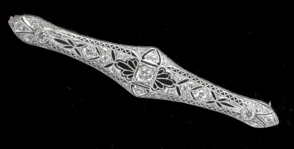 Edwardian 1ct  Diamond  Platinum and 14k Gold Pin