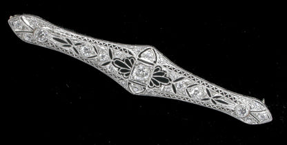 Edwardian 1ct  Diamond  Platinum and 14k Gold Pin