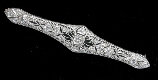 Edwardian 1ct  Diamond  Platinum and 14k Gold Pin