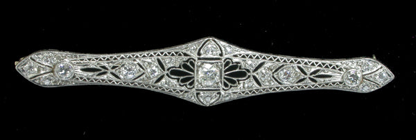 Edwardian 1ct  Diamond  Platinum and 14k Gold Pin
