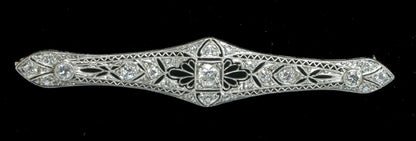 Edwardian 1ct  Diamond  Platinum and 14k Gold Pin