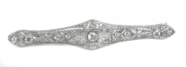 Edwardian 1ct  Diamond  Platinum and 14k Gold Pin