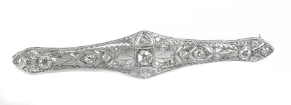 Edwardian 1ct  Diamond  Platinum and 14k Gold Pin