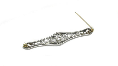 Edwardian 1ct  Diamond  Platinum and 14k Gold Pin