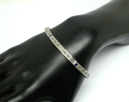 Edwardian 1ct Sapphire & Diamond 14k White Gold Bracelet