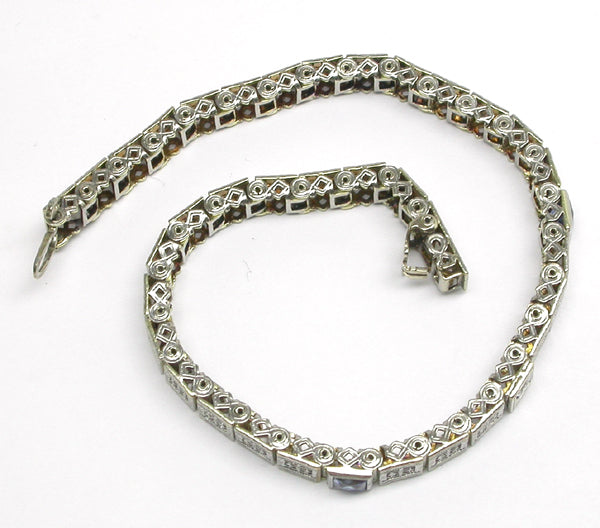 Edwardian 1ct Sapphire & Diamond 14k White Gold Bracelet