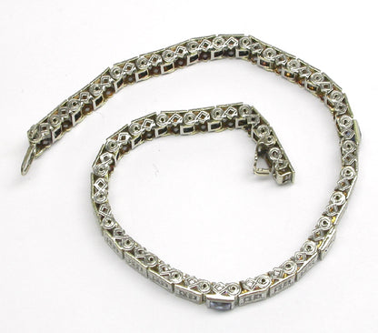 Edwardian 1ct Sapphire & Diamond 14k White Gold Bracelet