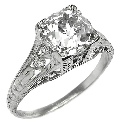 Edwardian 2.00ct Old Mine Diamond Platinum Engagement Ring