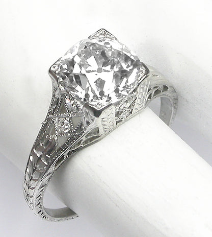 Edwardian 2.00ct Old Mine Diamond Platinum Engagement Ring