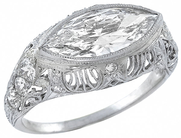 Edwardian 2.04ct Diamond Platinum Engagement Ring
