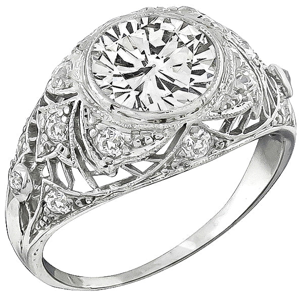 Edwardian 2.20ct Round Brilliant Diamond Engagement Ring