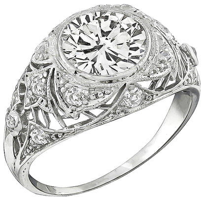 Edwardian 2.20ct Round Brilliant Diamond Engagement Ring