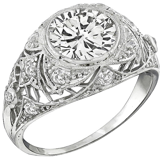 Edwardian 2.20ct Round Brilliant Diamond Engagement Ring