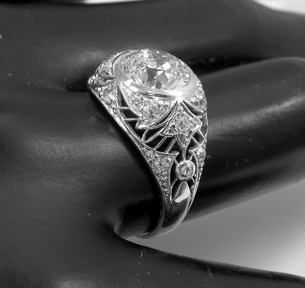Edwardian 2.20ct Round Brilliant Diamond Engagement Ring