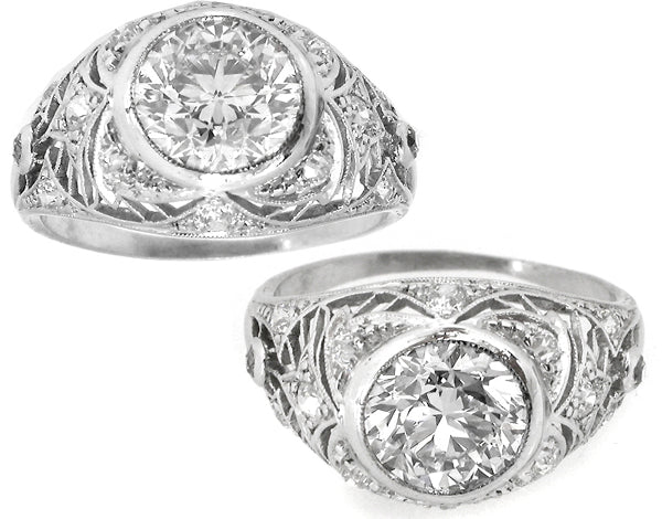 Edwardian 2.20ct Round Brilliant Diamond Engagement Ring