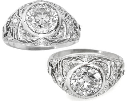 Edwardian 2.20ct Round Brilliant Diamond Engagement Ring