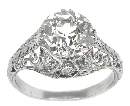 Edwardian 2.69ct Diamond Platinum Engagement Ring