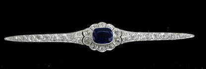 Edwardian 2ct Sapphire 1.50ct Diamond 14k Yellow & White Gold Pin