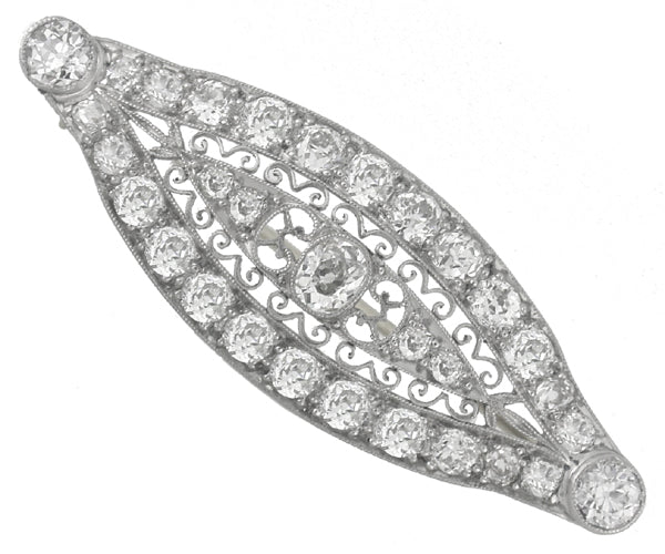 Edwardian 6.30ct Diamond 18k Gold Platinum Pin