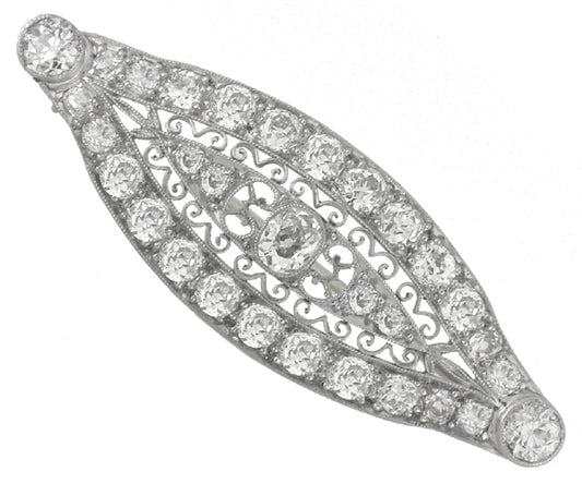 Edwardian 6.30ct Diamond 18k Gold Platinum Pin
