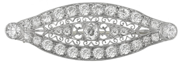 Edwardian 6.30ct Diamond 18k Gold Platinum Pin
