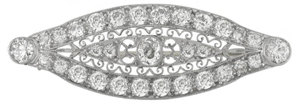 Edwardian 6.30ct Diamond 18k Gold Platinum Pin
