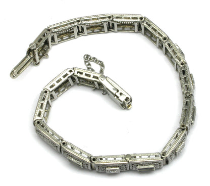 Edwardian Diamond & Sapphire 14k White Gold Bracelet