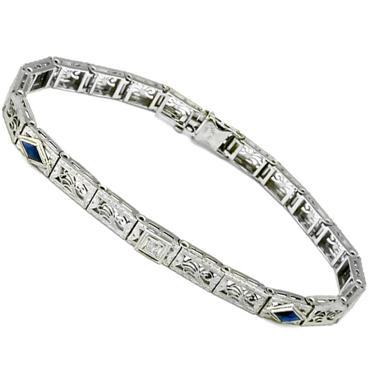 Edwardian  Diamond Sapphire Bracelet